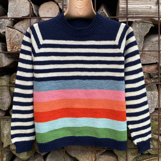 Bolchestribet Strikket bluse dame striber
