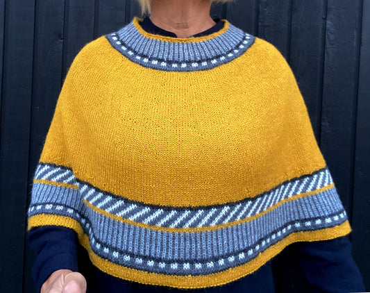 Luna Cape Alpaca mønsterstrik gul
