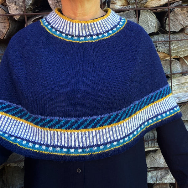 Cape Luna Blå Vilja kort poncho