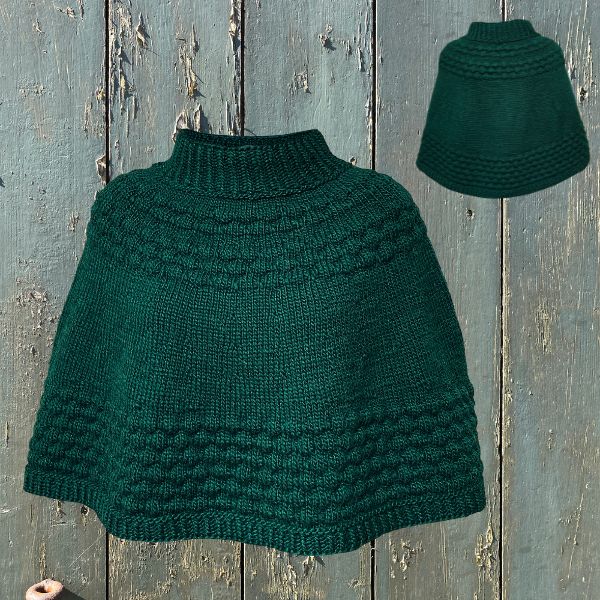 Damer Bobleponcho Hjertegarn