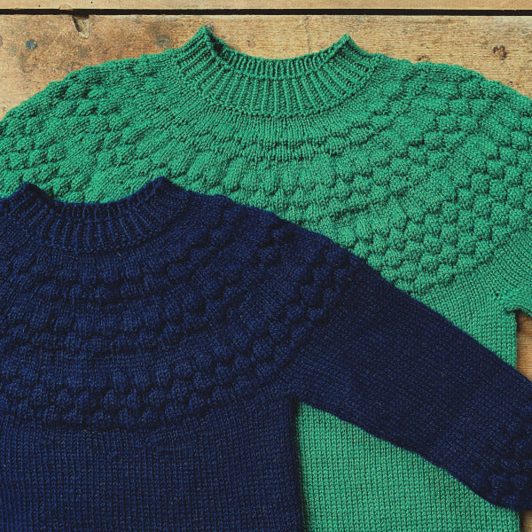 Hanne Larsen Strik - Strikkeopskrift - Sømandssweater Børn - Boble Sweater Børn - Strikkeopskrift