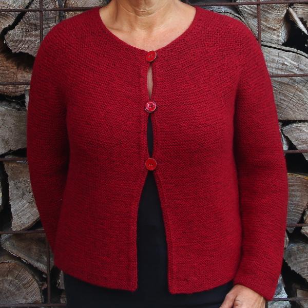 Retstrikket Rød cardigan