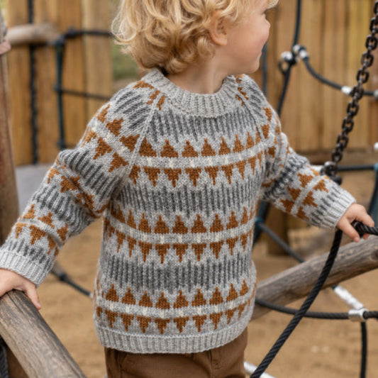 Strikkeopskrift mønsterstrikket sweater til børn