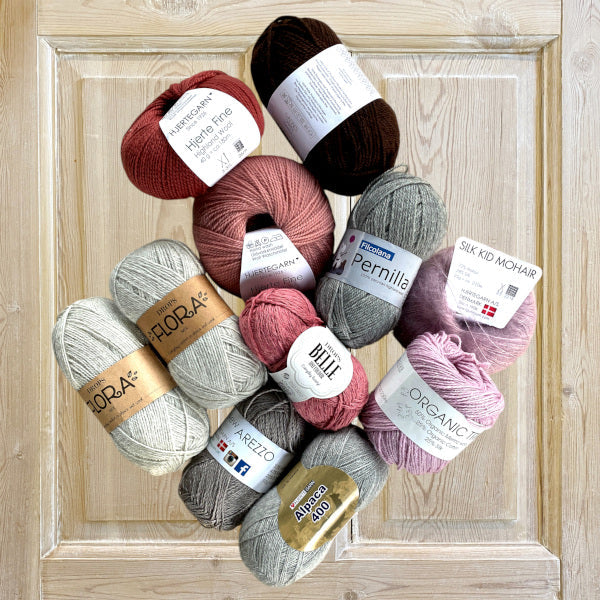 Garnalternativer til strikkefasthed 18, 19, 19½ og 20½ m = 10 cm