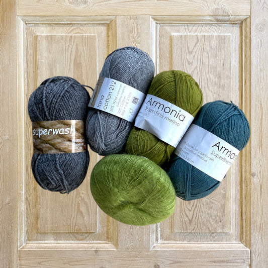 Strikkefastheder 21½ m, 22 m og 22½ = 10 cm oversigt garner alternativ garner