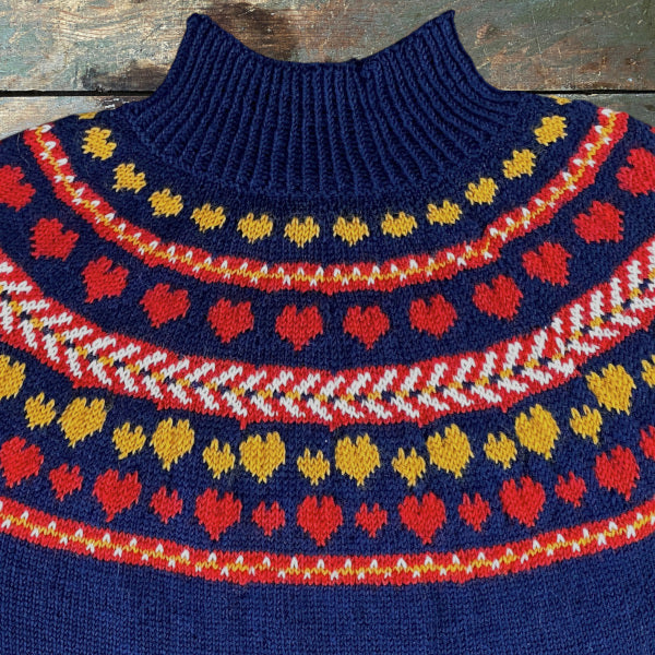 Strikkeopskrift julebluse dame Julehjerte Sock 4 fra Hjertegarn top down populær julestrik model Julehjerte