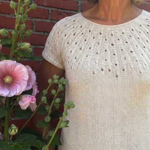 Strikkeopskrift Nethe Sommer sommerbluse sommertop strikket på pind 3