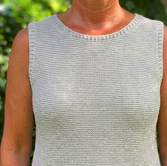 Strikkeopskrift Retstrikket Sommer All Seasons sommertop kun i retmasker i blødt sommergarn
