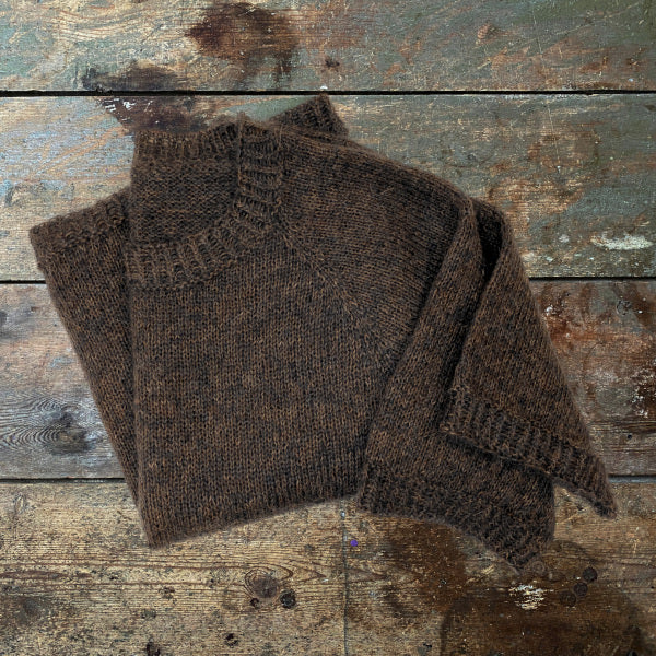 Strikkeopskrift Silje Raglanbluse Bredt ærme damebluse med kort ærme i super lækkert garn Silk Kid Mohair og Tynd alpaca fra Hjertegarn strikket Top Down på pind 3½