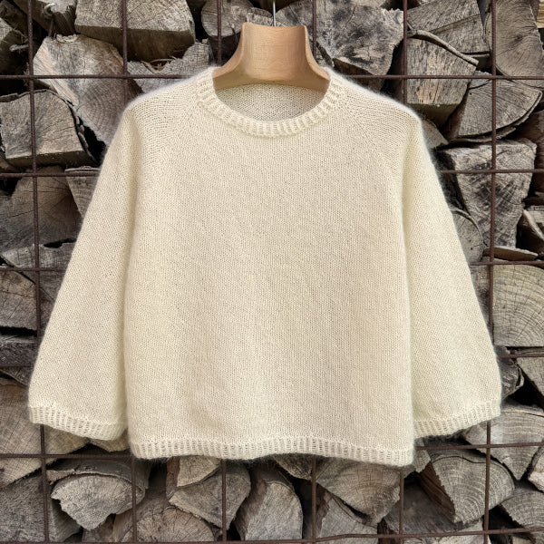 Silje florlet bluse med trekvart ærme tynd alpaca og silk kid mohair pind 3½ top down alpaca 400 hjertegarn