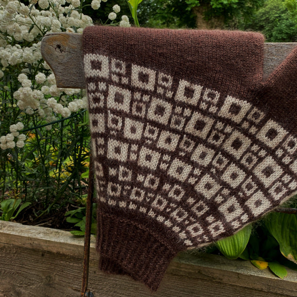 Strikkeopskrift Søster Rita Mønsterstrikket Sweater blødt garn Top Down pind 4 Hjerte Fine Silk Kid Mohair