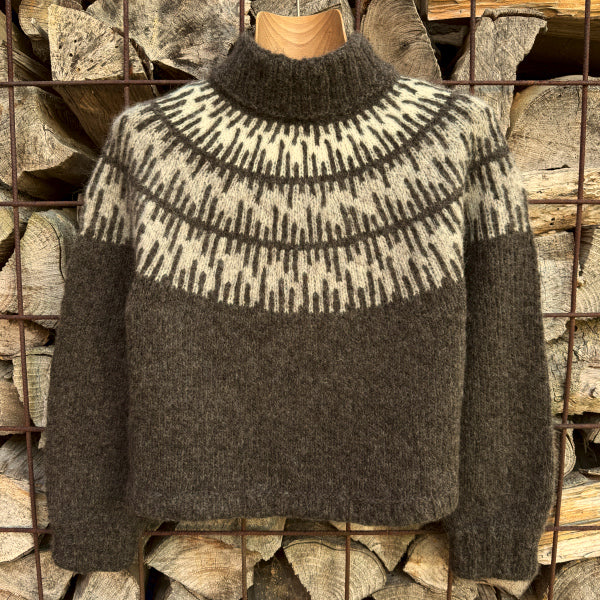 Strikkeopskrift vamset mønsterstrikket sweater pind 6 Top Down Børstet Uld, der både er let og varm