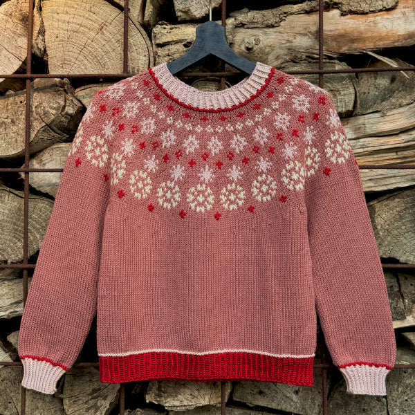 Strikkeopskrift Stjernedrys Bluse All Seasons garn pind 3 top down julebluse eller stjernedrys bluse fra 1 år til 10 år  blødt garn