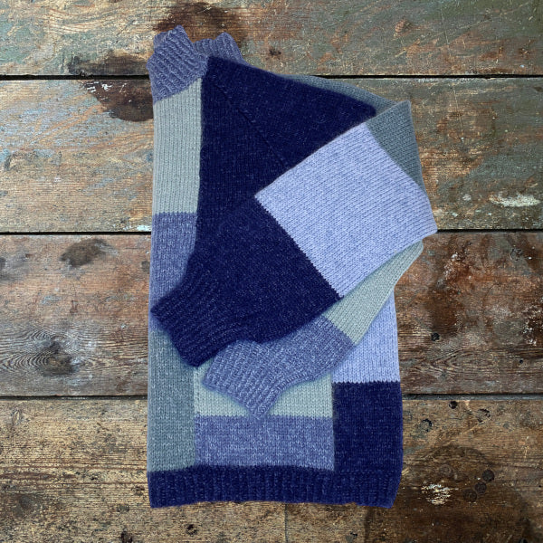 Strikkeopskrift sweater i gode garnrester ternet sweater hjerte fine og silk kid mohair fra Hjertegarn strikket på pind 4 sweater i mange farver