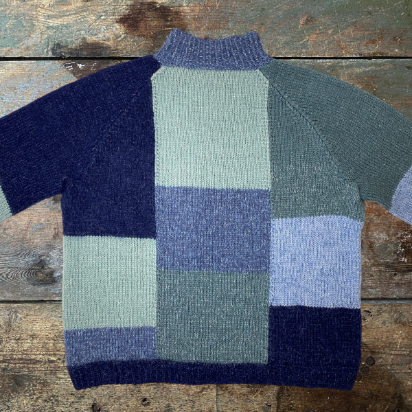 Strikkeopskrift sweater i gode garnrester ternet sweater hjerte fine og silk kid mohair fra Hjertegarn  sweater i mange farver