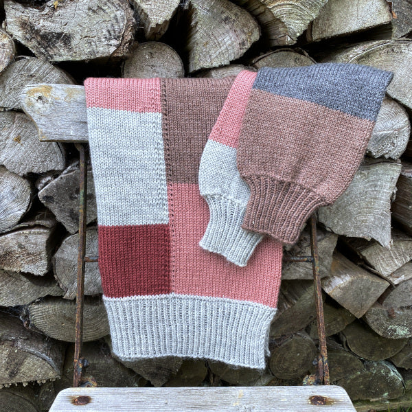 Strikkeopskrift ternet sweater Vital fra Hjertegarn brug dine gode garnrester sweater i mange farver