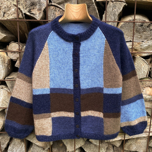 Strikkeopskrift Ternet Trøje Cardigan Hjerte Fine og Silk Kid Mohair fra Hjertegarn Pind 4 