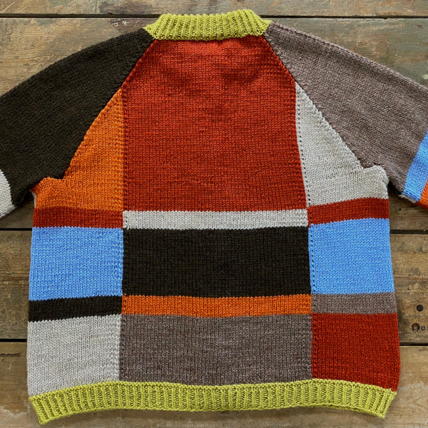 Strikkeopskrift cardigan i felter Ternet Trøje Hjertegarn pind 4 Intarsia