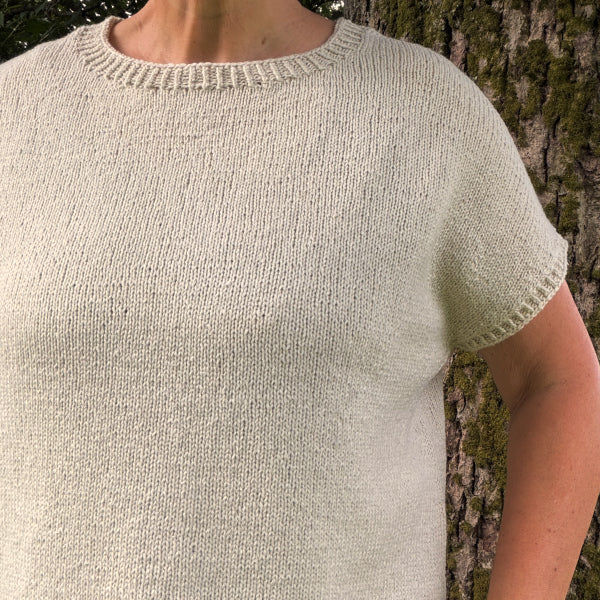 Strikkeopskrift sommerbluse med vingeærme Vinge Sommer Organic Trio Top Down